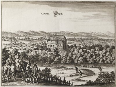 View of the Castle of Oron, Switzerland, 1653 by Caspar Merian